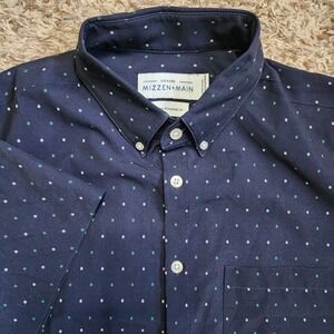Mizzen+Main Navy Polka Dot Casual Button Down Shirt